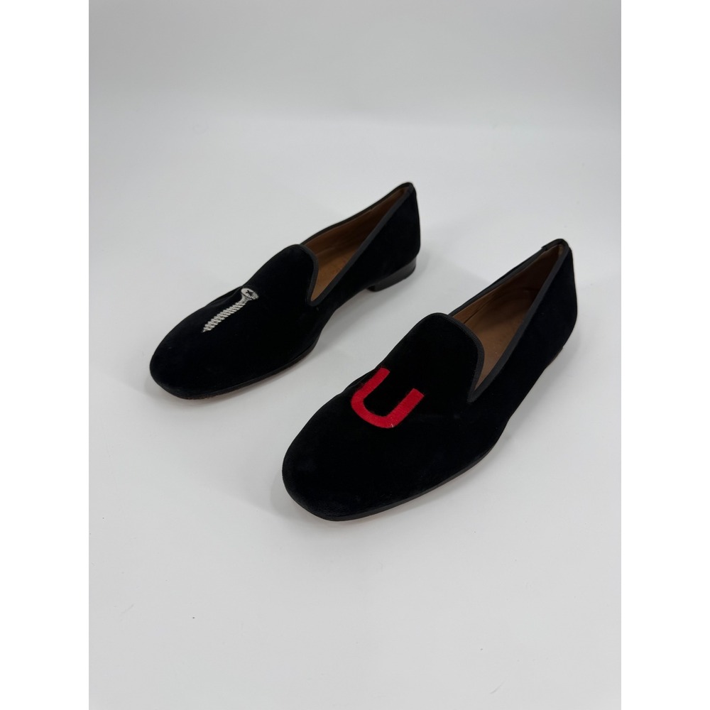 Stubbs & Wootton Black Velvet Screw U Loafers Mens 11.5 Made in Spain